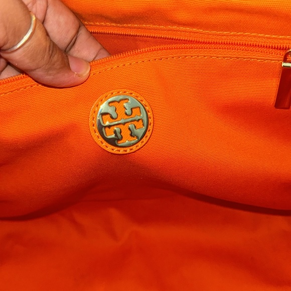 Tory Burch Ella Tote Bag Orange Medium Size - Picture 7 of 16